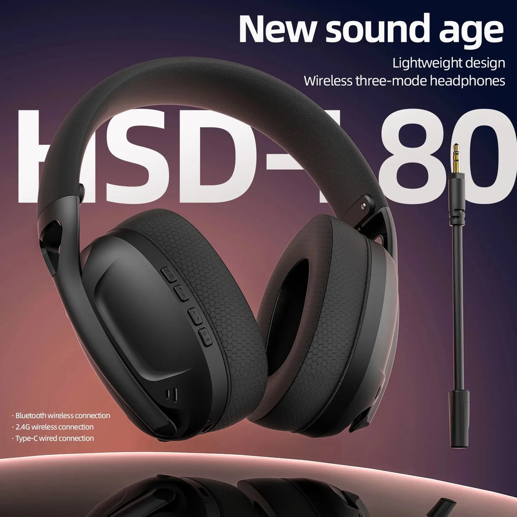SMAILWOLF L80 Wireless Three-Mode Gaming Headset, 185g Ultra-Lightweight,Detachable Microphone, Compatible with PC/Mobile/Switch