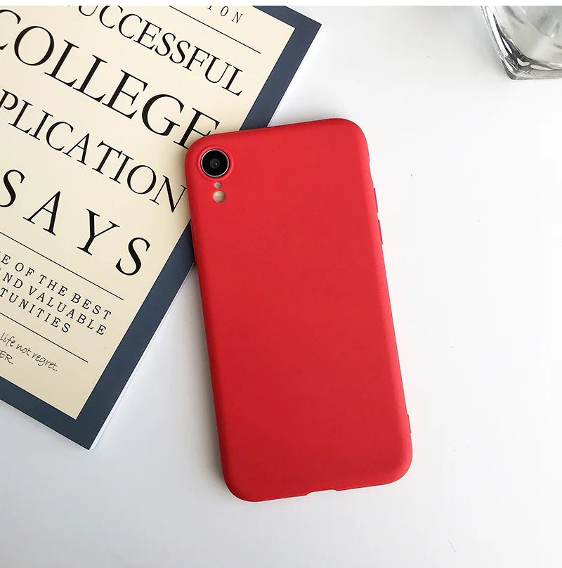 Red Matte Phone Case For iphone 12 13 11 Pro XS Max XR X 8 7 6S 6 Plus SE 2020 Silicone Cases Solid Color Soft TPU Back Cover