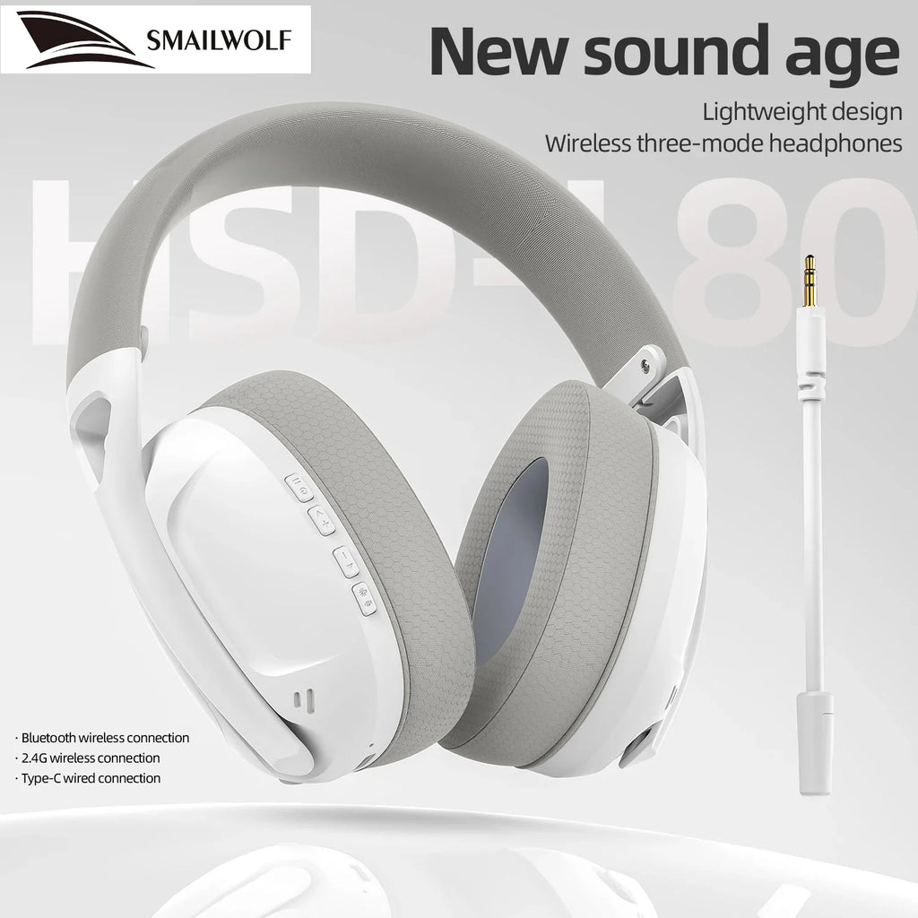 SMAILWOLF L80 Tri-Mode Wireless Gaming Headset Bluetooth 2.4G Lightweight Headphones With Microphone For PC Laptop Sports