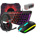 Wired Gaming Keyboard and Mouse Headset Combo,Rainbow LED Backlit Wired Keyboard,Over Ear Headphone with Mic