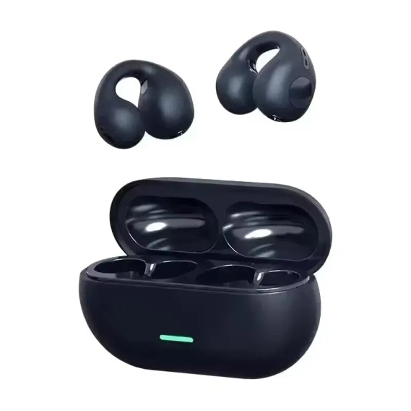 Bluetooth Headset 5.3 Wireless Bone Conduction Headphones Clip Ear Music Noise Canceling HD Call Sports Gaming Earphone