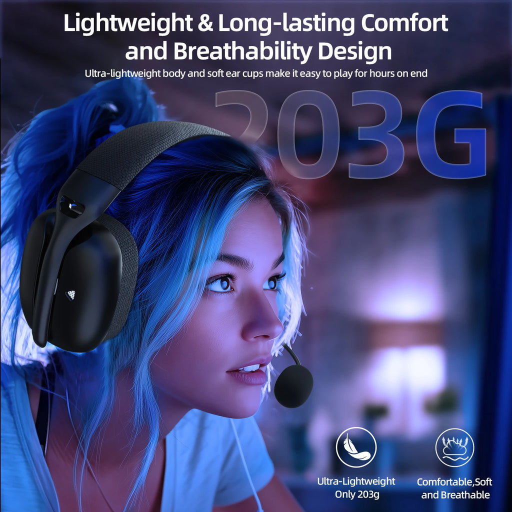 ATTACK SHARK L80PRO Wireless Headset BT/2.4G/Wired Ultra-Light 40mm Drivers Low Latency Gaming Headphone for PC PS5 Switch Xbox
