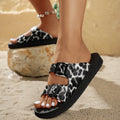 Summer Sexy Leopard Print Buckle Women's Sandals Beach Vacation Daily Walk Casual Fashion Versatile Soft Sole Flat Heel Slippers