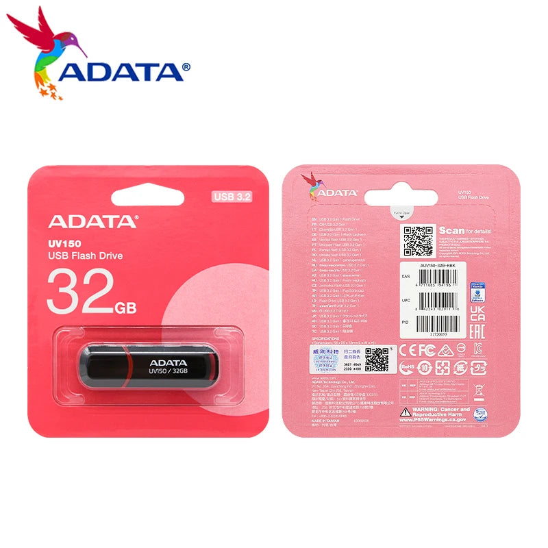 ADATA UV150 USB3.2 High-speed Flash Usb Flash Drive Plug And Play Easy Portable USB Flash Drive Black 256GB 128GB 64GB 32GB