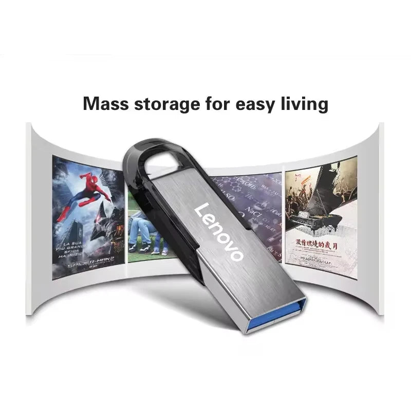 Lenovo USB 3.0 High-Speed Durable Data Storage Stick Pen Drive U Disk Multiple Capacities 512GB 256GB 128GB Metal Flash Drives