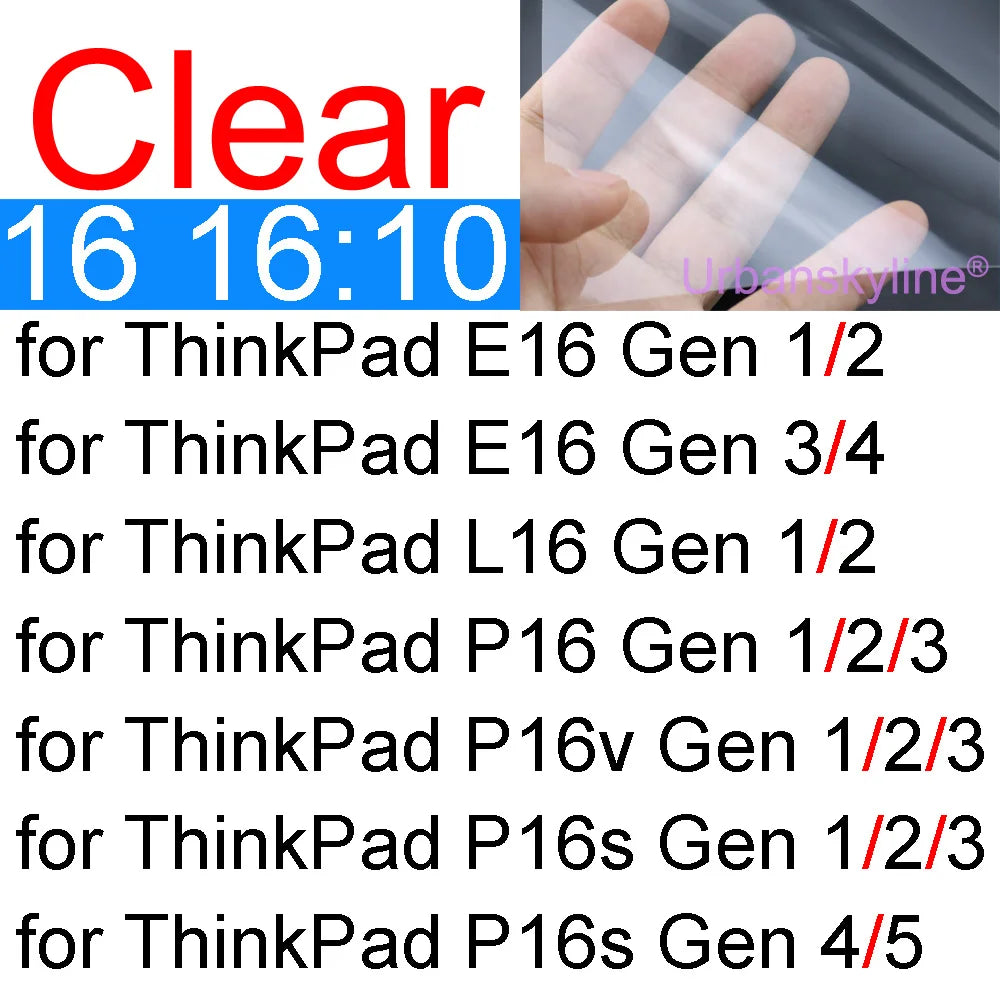 Screen Protector for Lenovo ThinkPad 16 Z16 P16 P1 P16s P16v E16 L16 T16 Gen 8 7 6 5 4 3 HD Clear Guard Matte Frosted Skin Film
