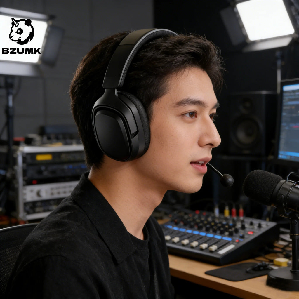 BZUMK GT808 Headset Style Three-Mode Headphones Adjustable Comfortable Padded Overhead Gaming Headsets with Microphone