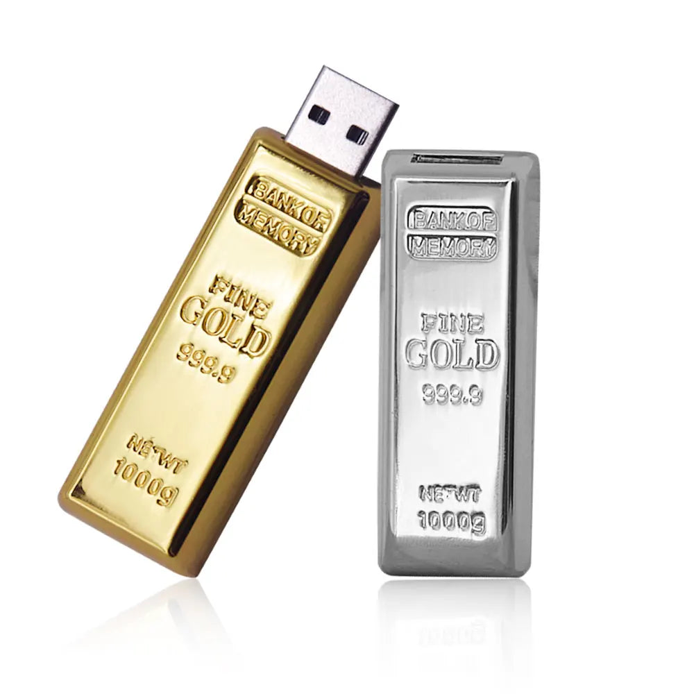 USB Flash Drive 128GB 64GB Latest Metal Bullion Gold Bar USB 2.0 Flash Drive 4GB cle USB Memory Stick 8GB 16GB 32GB usb u disk