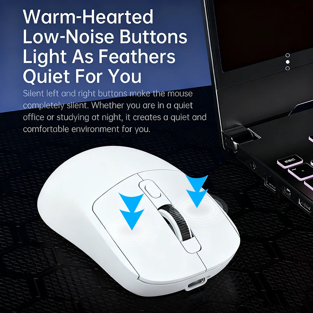 KEBIDUMEI Tri-Mode Mouse 8000DPI Gaming Mouse Bluetooth Mouse Wired/BT/2.4G Wireless Mouse Rechargeable Silent Mice for Laptop