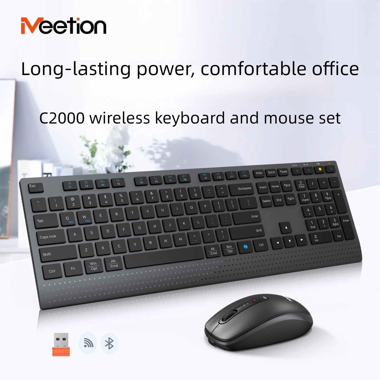 Dual-mode 2.4G Wireless Keyboard Mouse Combo Mute Rechargeable Keyboard Mouse Set With Multi-Function Keys for Windows PC Gamer