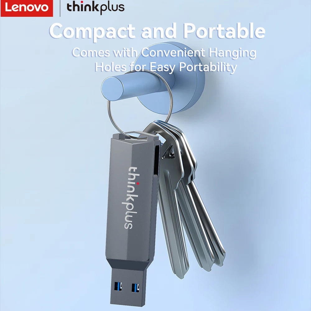 Lenovo USB Flash Drive, Type-C + USB-A Dual Interface, 360° Rotatable Design, High-Speed Data Storage,Universal Compatibility