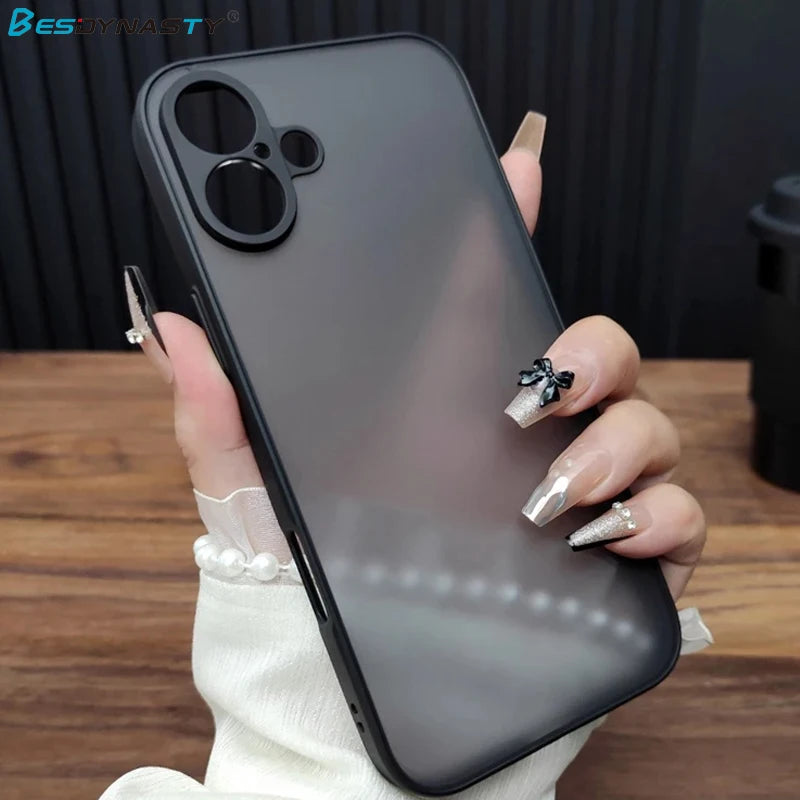 Luxury Transparent Matte Phone Case For iPhone 11 12 13 14 15 16 Pro Max 16E X Xs Max XR 7 8 Plus Bumper Back Cases Cover