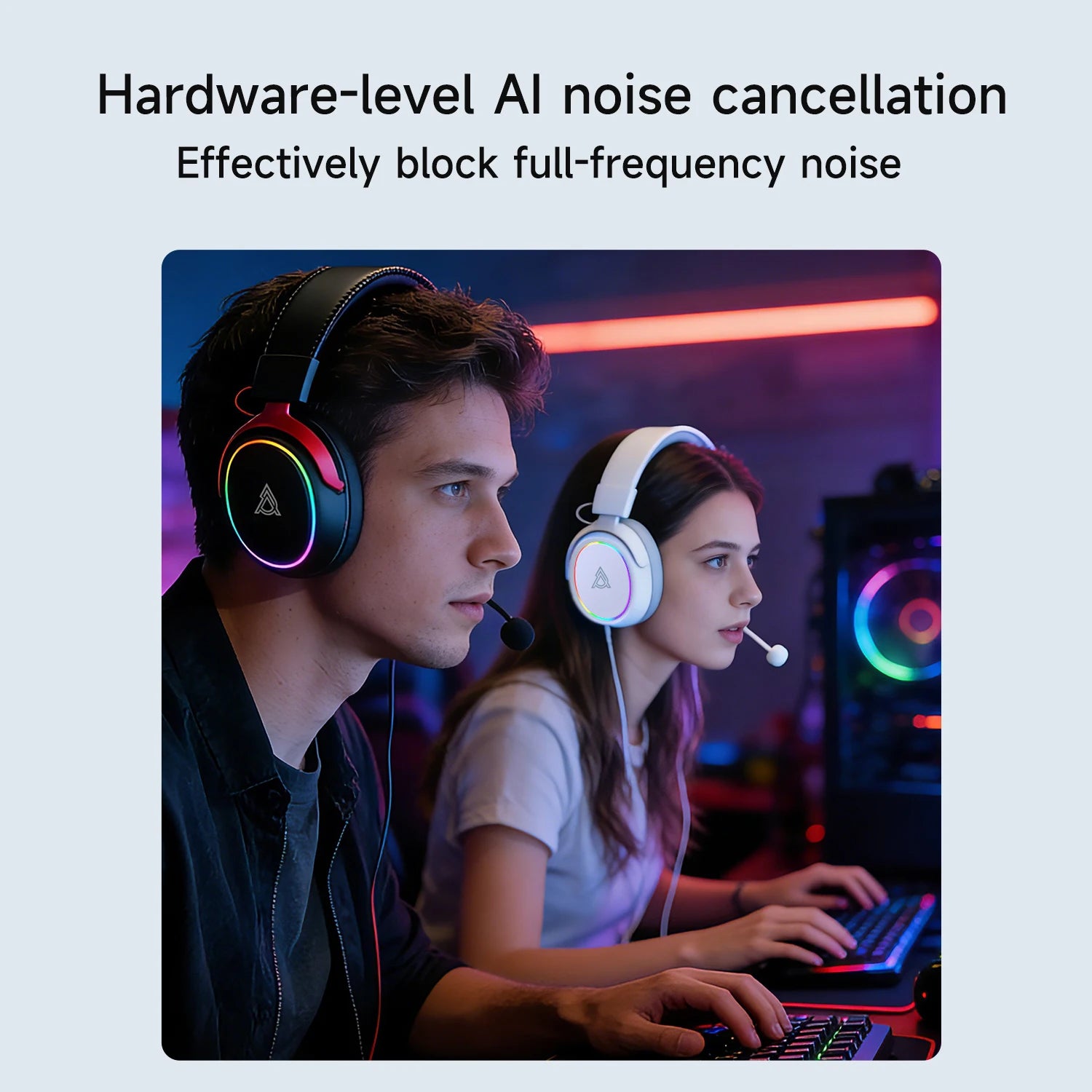 AJAZZ AHW10 Wired Noise-Canceling Gaming Headset with 7.1 Surround Sound, 53mm Large Dynamic Driver Stereo Surround Headset