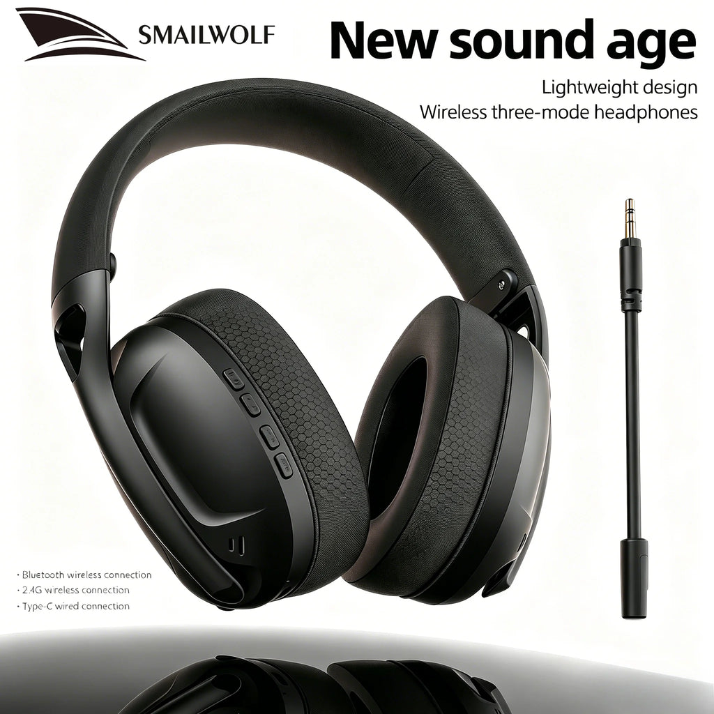 SMAILWOLF L80 Tri-Mode Wireless Gaming Headset Bluetooth 2.4G Lightweight Headphones With Microphone For PC Laptop Sports