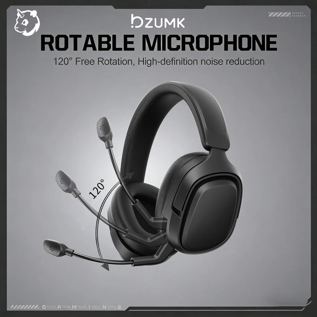 BZUMK GT808 Headset Style Three-Mode Headphones Adjustable Comfortable Padded Overhead Gaming Headsets with Microphone
