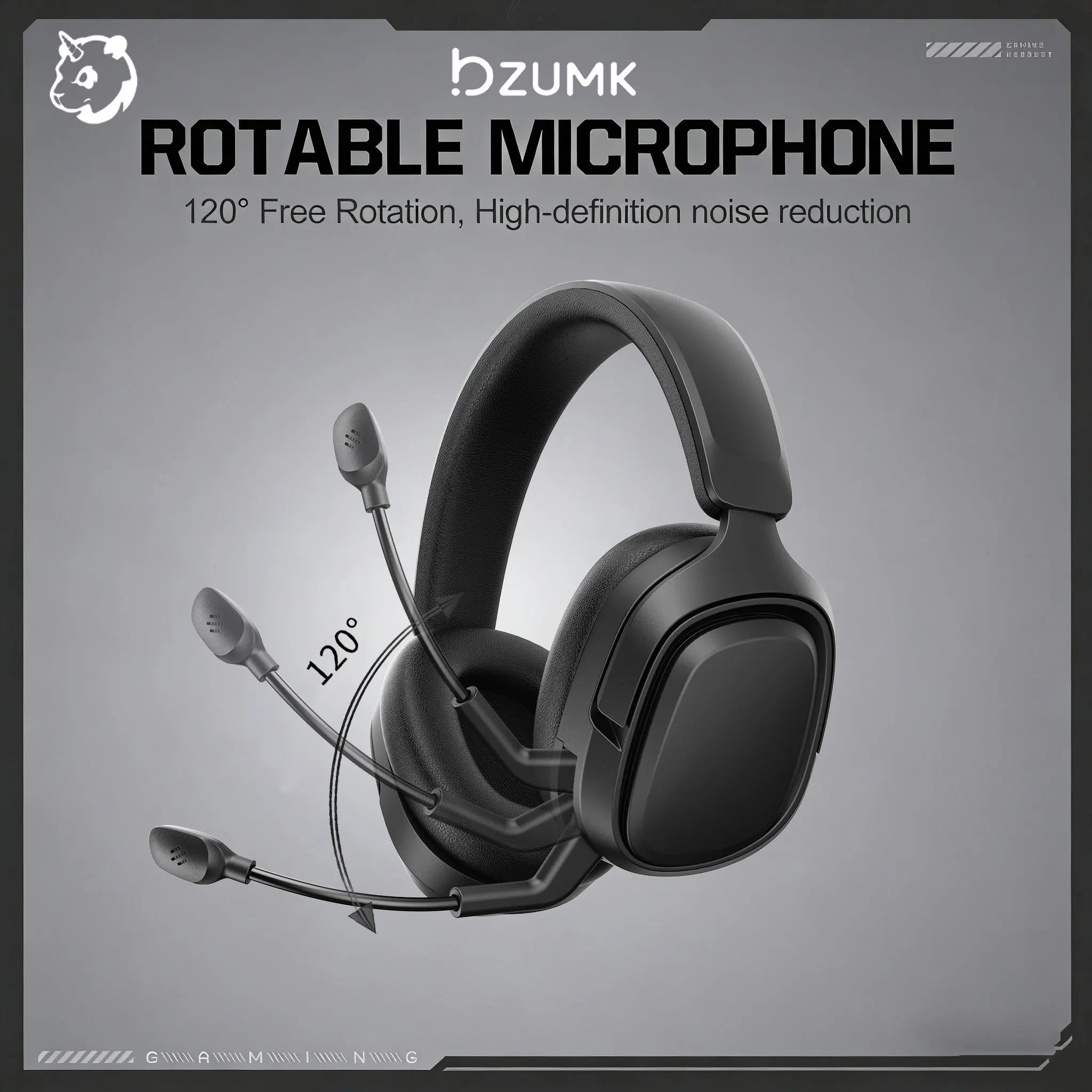 BZUMK GT808 Headset Style Three-Mode Headphones Adjustable Comfortable Padded Overhead Gaming Headsets with Microphone