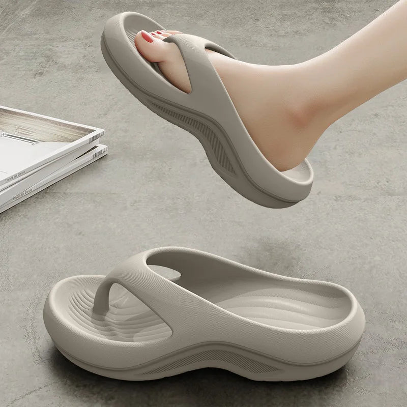 Women's EVA Thick-Heeled Sandals Anti-Slip Odor-Resistant Outdoor Wearable Flip Flops Comfortable Summer Slippers