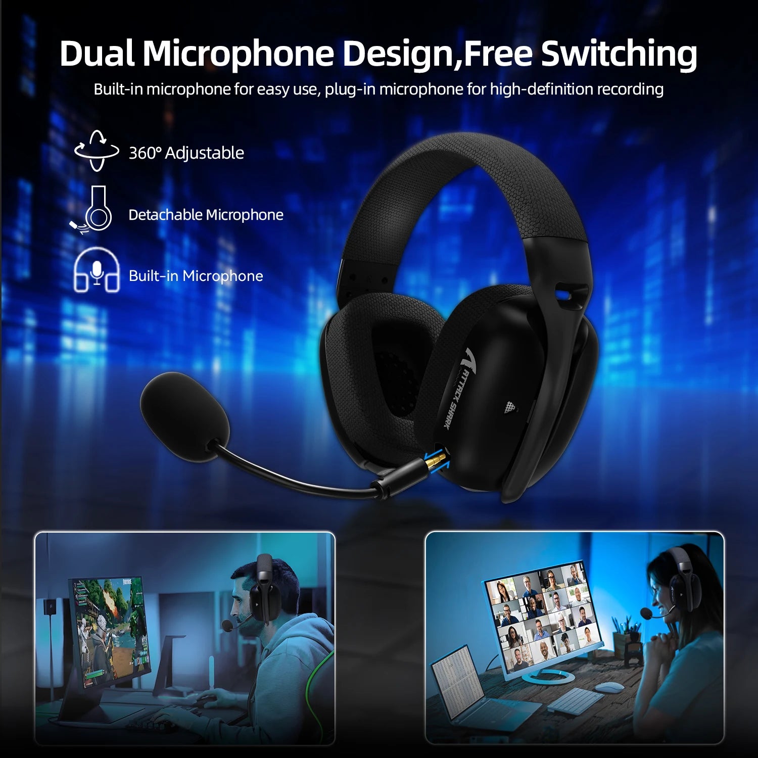 ATTACK SHARK L80PRO Wireless Headset BT/2.4G/Wired Ultra-Light 40mm Drivers Low Latency Gaming Headphone for PC PS5 Switch Xbox