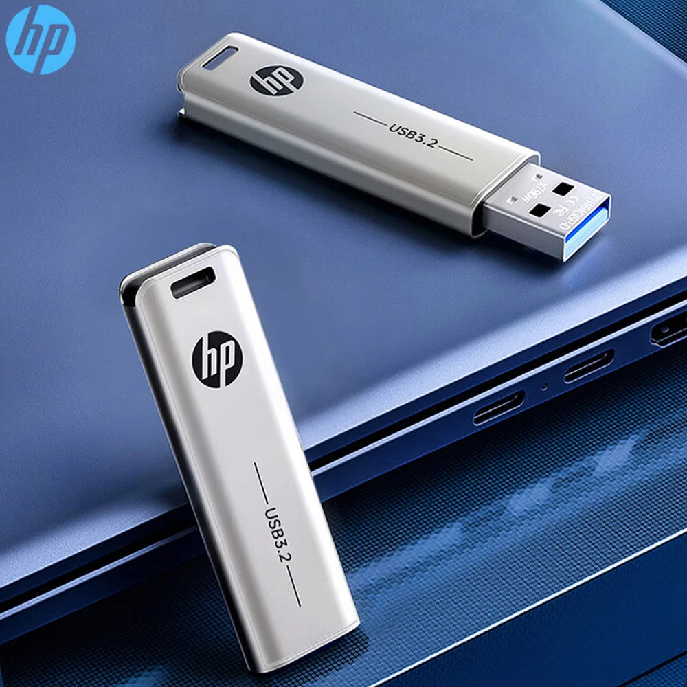 HP Flash Drive USB 3.2 X796W 32GB 64GB 128GB 256GB High-Speed Up To 120MB/s Push-Pull Metal Pendrive for Laptop PC Computer