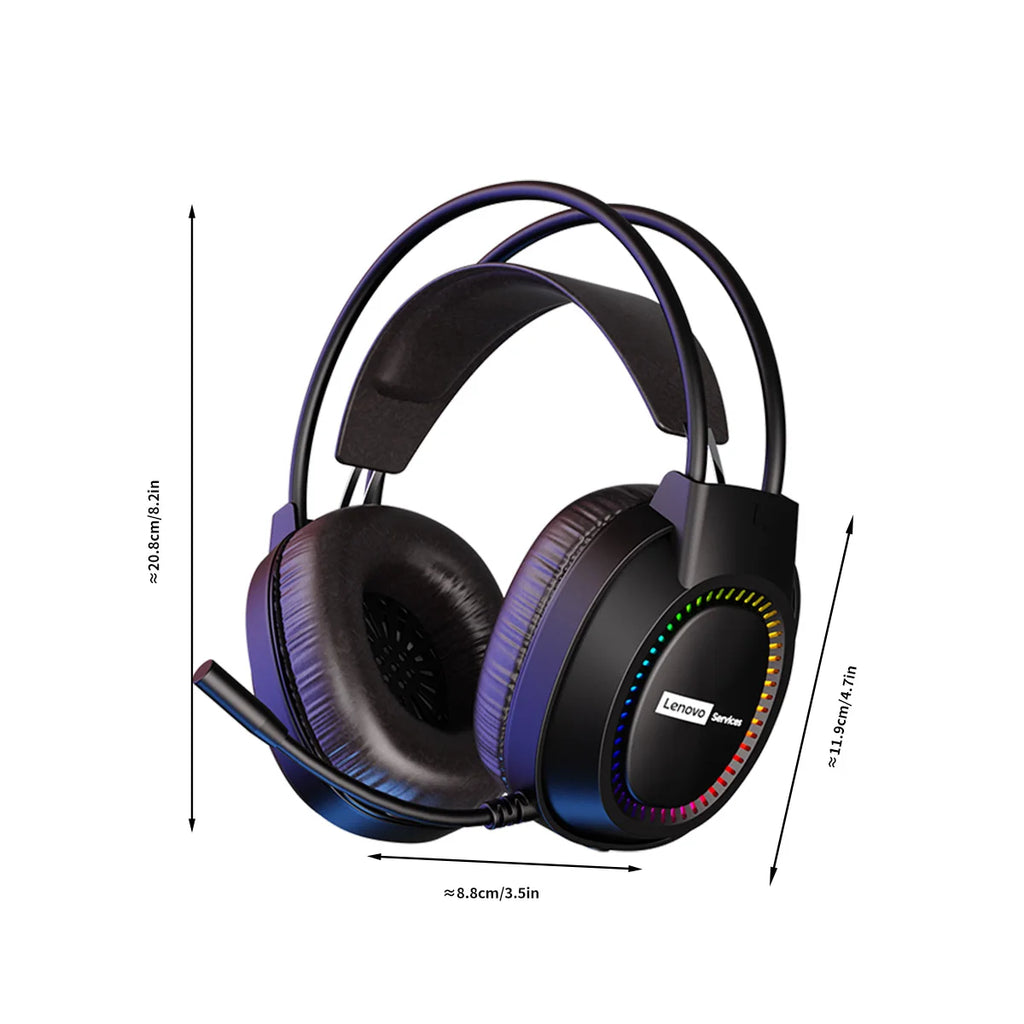 Lenovo Over-Ear Gaming Headset RGB Lighting Comfortable Sound-Isolating  Noise-Cancelling E-sport Earphone for PCs Laptops