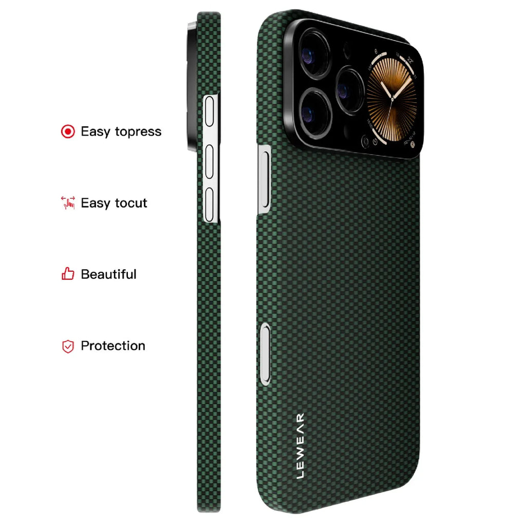 Top Kevlar Fiber Phone Case With Smart Window Touch Screen Music Control Touchscreen Smartphone Cases For IPHONE 16 Pro Max