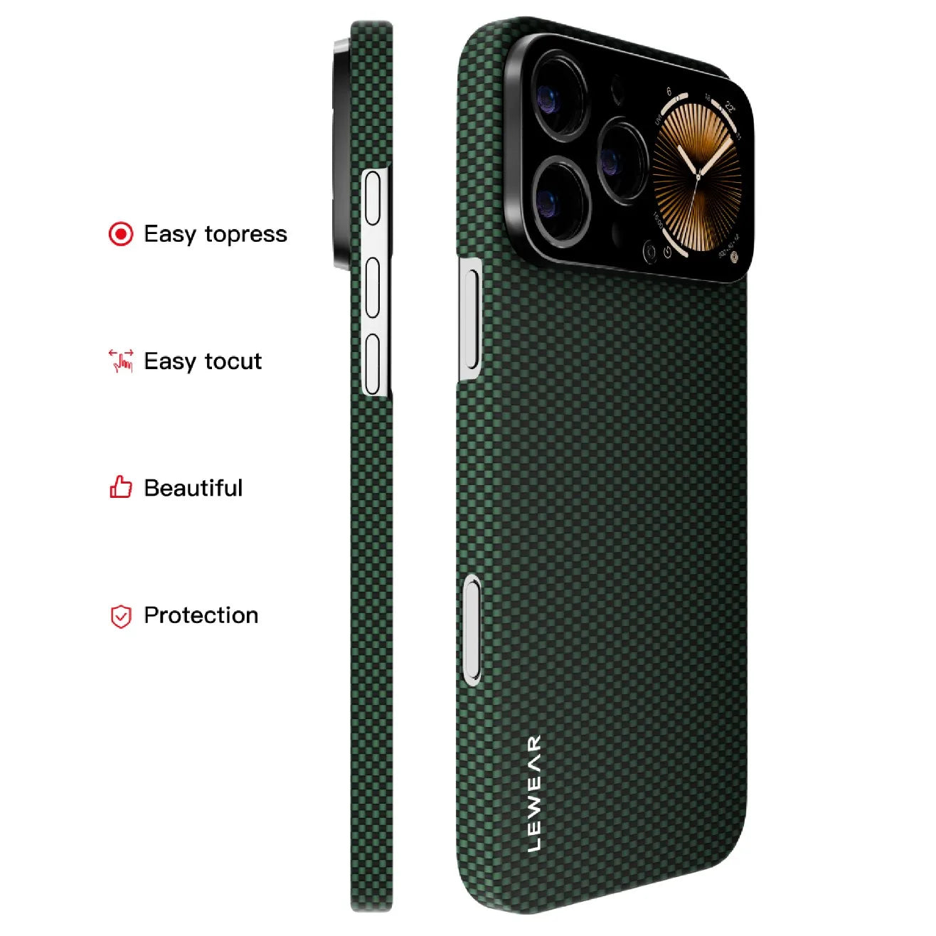 Top Kevlar Fiber Phone Case With Smart Window Touch Screen Music Control Touchscreen Smartphone Cases For IPHONE 16 Pro Max