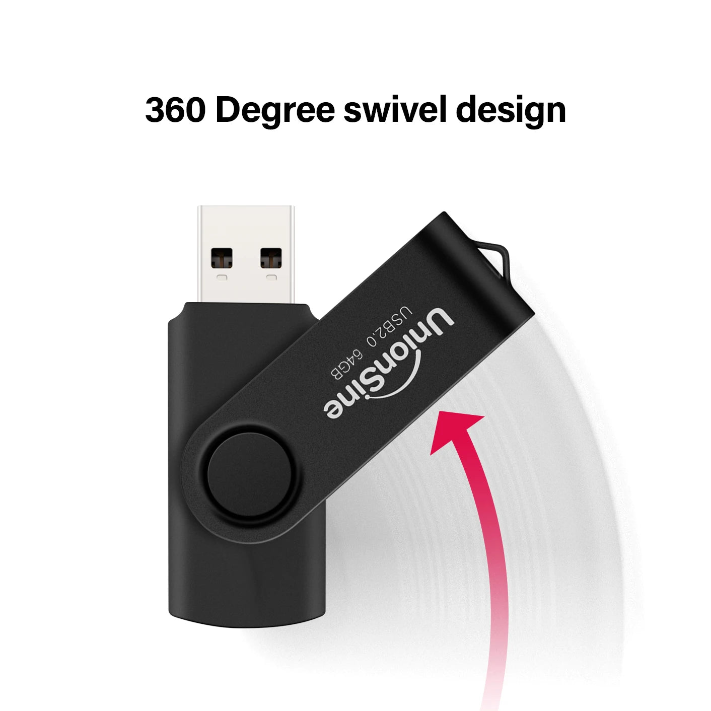 UnionSine 1 PCS 32GB 64GB USB Flash Drive USB 2.0 360 Degree Memory Stick Swivel Flash Drives Pen Drive Zip Drive Jump Drive