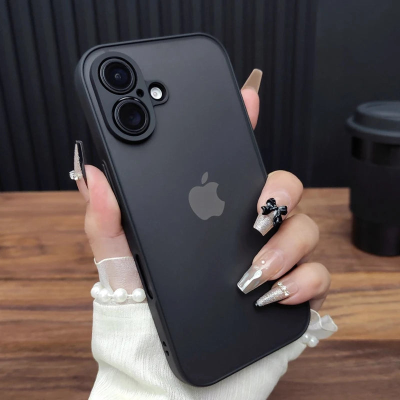 Luxury Transparent Matte Phone Case For iPhone 11 12 13 14 15 16 Pro Max 16E X Xs Max XR 7 8 Plus Bumper Back Cases Cover