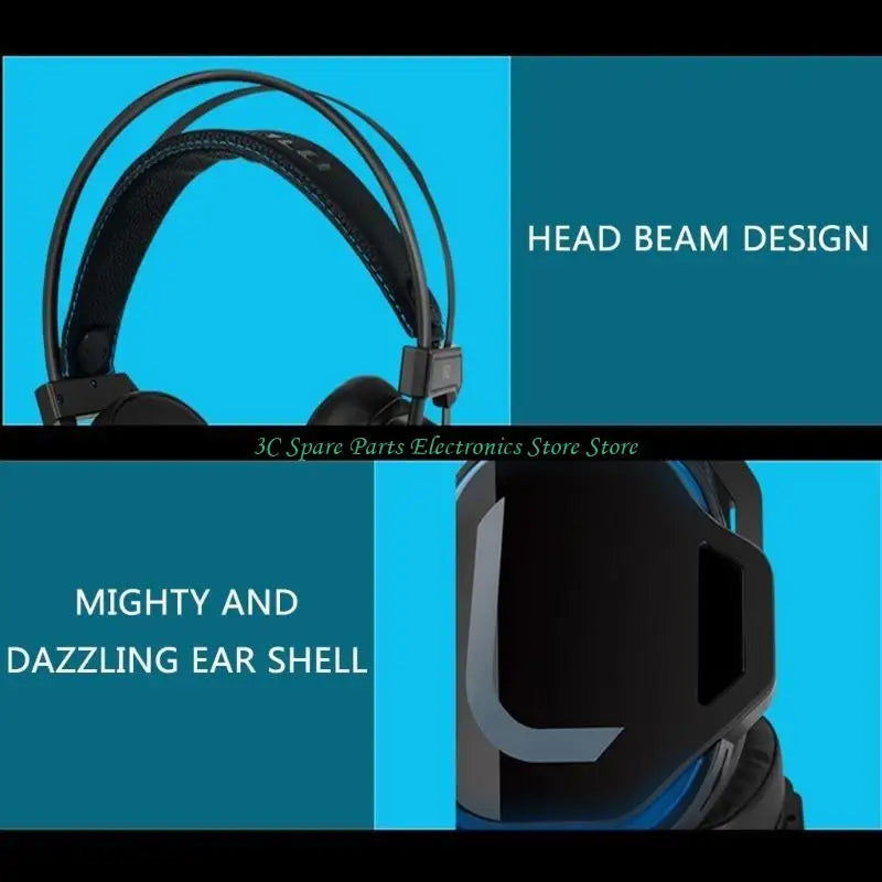 SZ V10 Computer Gaming Headsets Headphones with Touchable Volumes Control, Skin Friendly Leather, and Breathable Earmuffs
