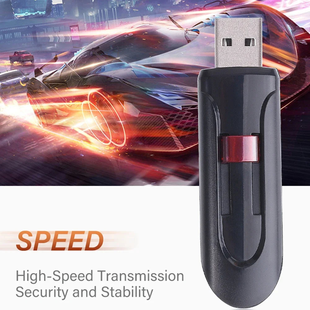 Push-pull USB 2.0 Flash Drives 128GB High Speed Pen Drive Black Memoria 64GB Real Capacity 32GB for Laptop U Disk Creative Gift