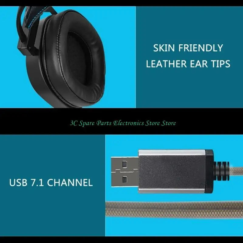 SZ V10 Computer Gaming Headsets Headphones with Touchable Volumes Control, Skin Friendly Leather, and Breathable Earmuffs