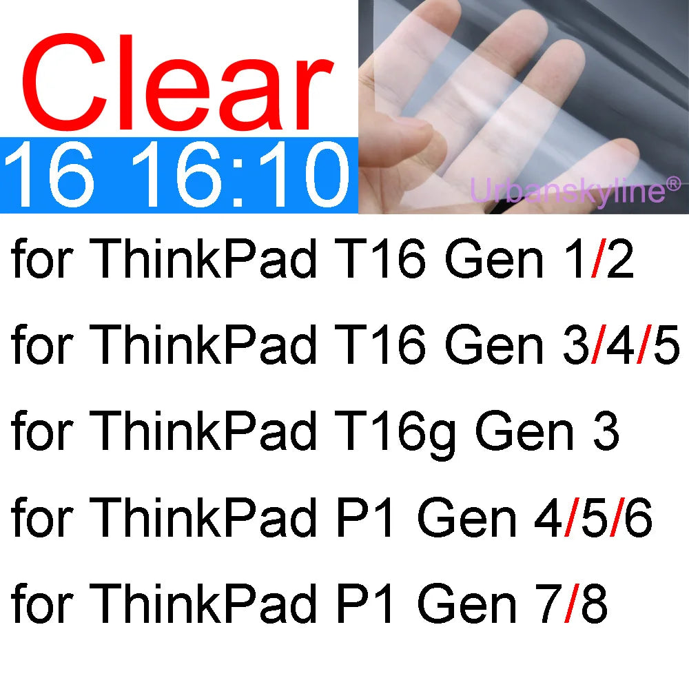 Screen Protector for Lenovo ThinkPad 16 Z16 P16 P1 P16s P16v E16 L16 T16 Gen 8 7 6 5 4 3 HD Clear Guard Matte Frosted Skin Film