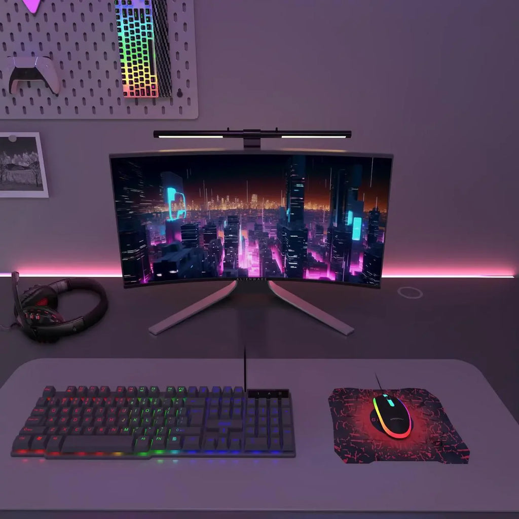 Wired Gaming Keyboard and Mouse Headset Combo,Rainbow LED Backlit Wired Keyboard,Over Ear Headphone with Mic