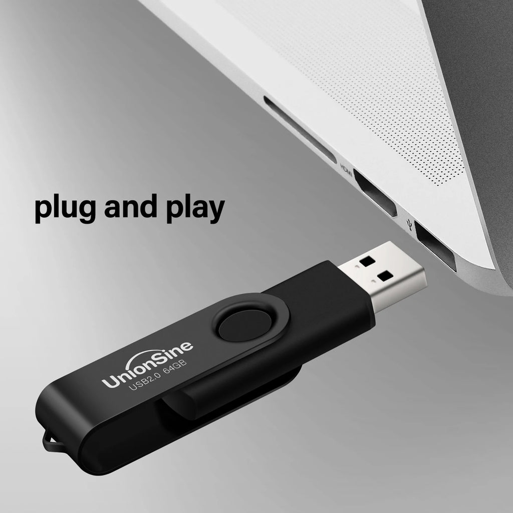 UnionSine 1 PCS 32GB 64GB USB Flash Drive USB 2.0 360 Degree Memory Stick Swivel Flash Drives Pen Drive Zip Drive Jump Drive