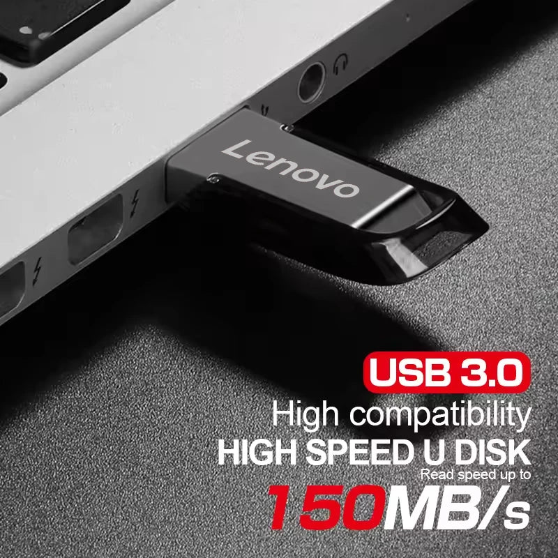 Lenovo USB 3.0 High-Speed Durable Data Storage Stick Pen Drive U Disk Multiple Capacities 512GB 256GB 128GB Metal Flash Drives