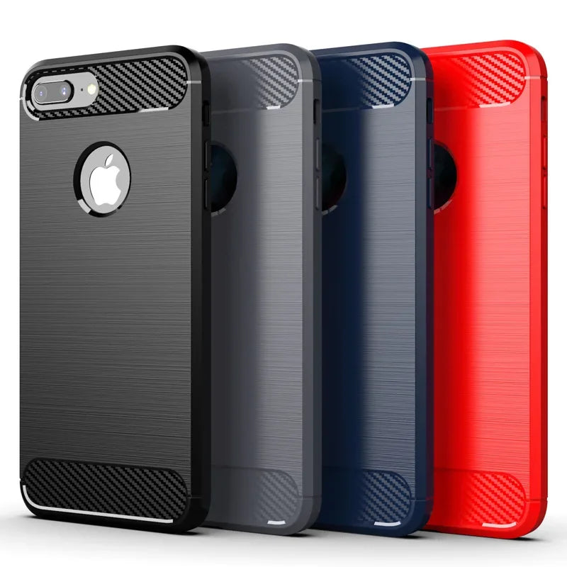 Soft Phone Case For iPhone XR XS Max X Carbon Fiber TPU ShockProof Back Cover for iphone 7 8 plus 6 6S SE2 SE3 Silicone Case