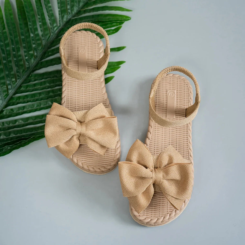 Women Sandals 2025 New Fashion Bow Tie Flat Home Shoes for Women Soft Outdoor Lightweight Beach Sandals Women Sandalias De Mujer