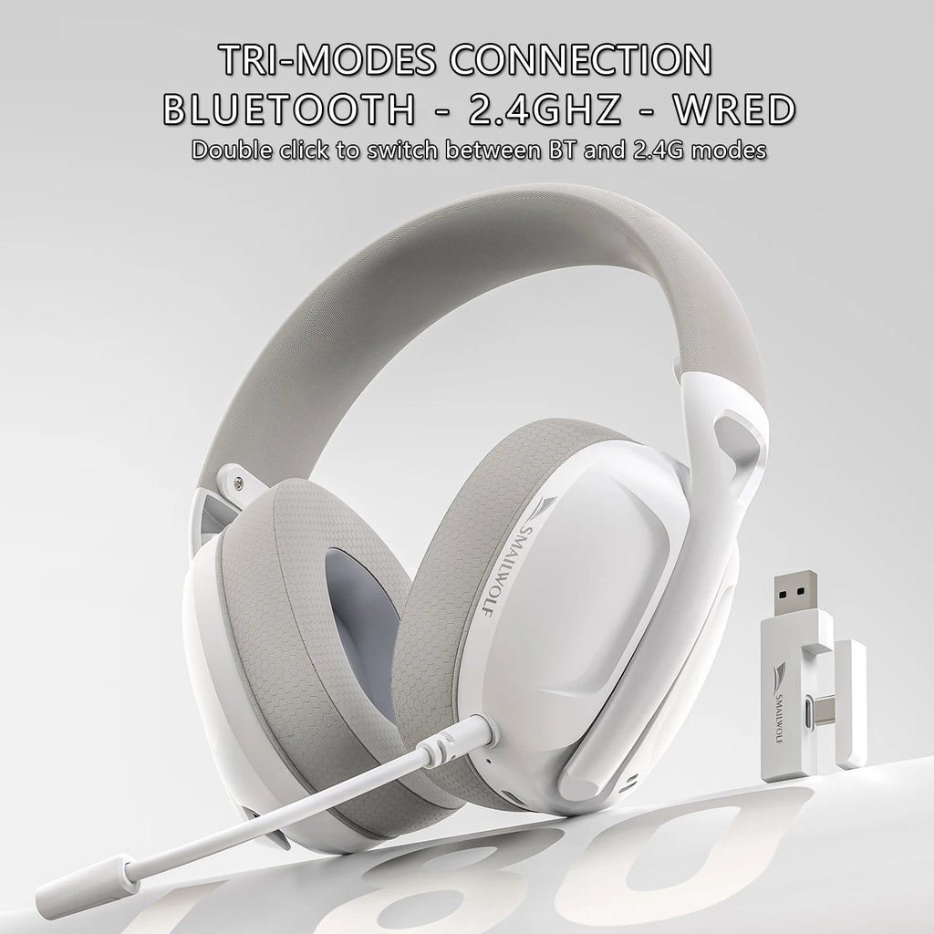 SMAILWOLF L80 Tri-Mode Wireless Gaming Headset Bluetooth 2.4G Lightweight Headphones With Microphone For PC Laptop Sports