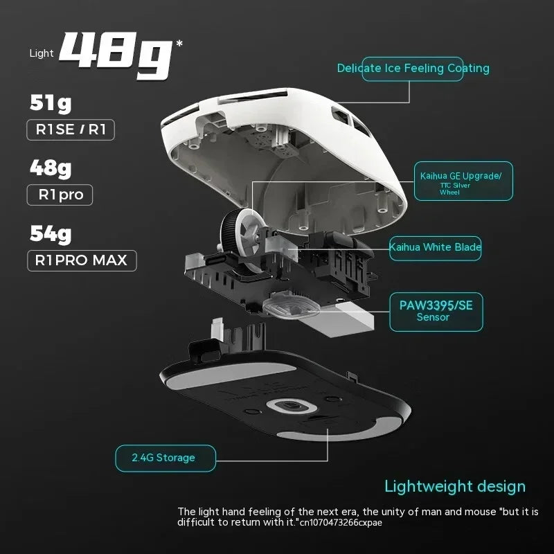 VXE Dragonfly R1 Pro  Sensor Wireless Mouse Nordic Paw3395 52840 2khz Smart Speed X Low Delay Office Gamer Pc Gaming Mouse