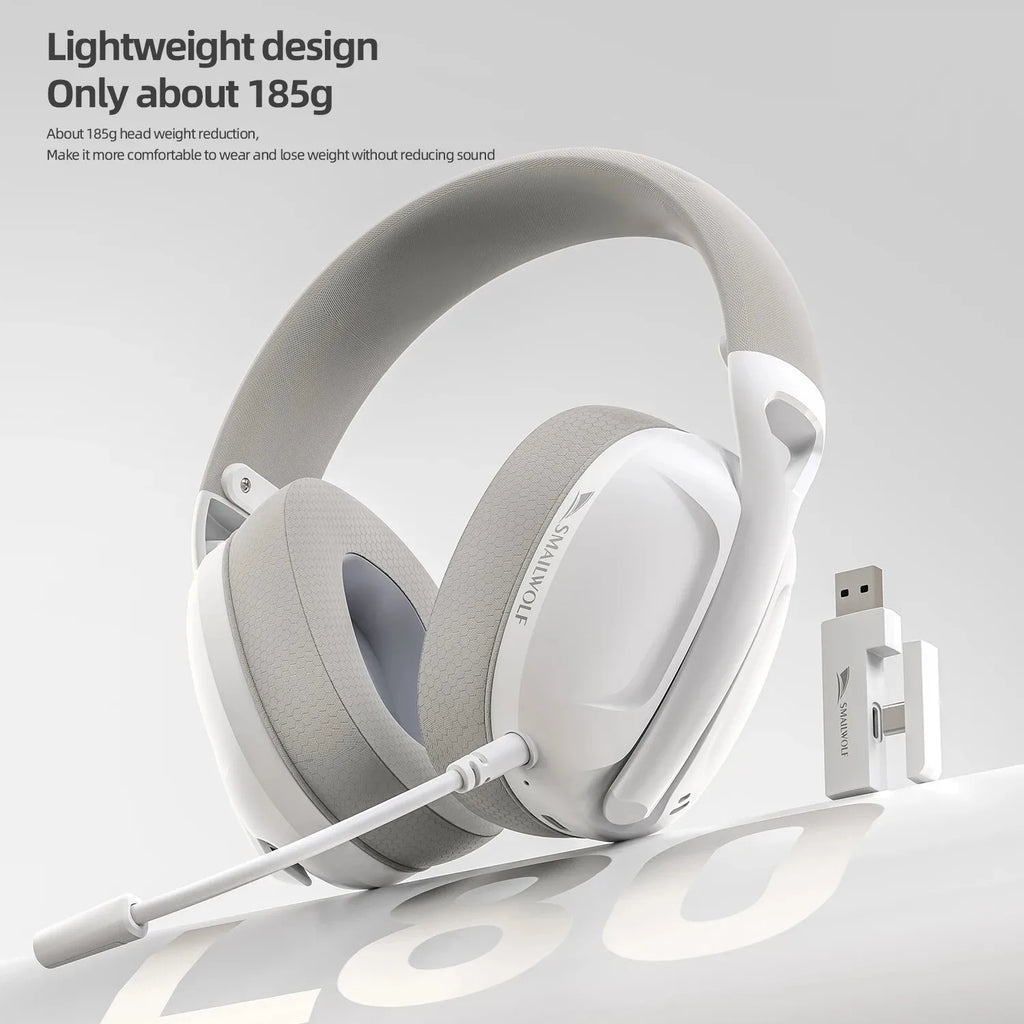 SMAILWOLF L80 Wireless Three-Mode Gaming Headset, 185g Ultra-Lightweight,Detachable Microphone, Compatible with PC/Mobile/Switch