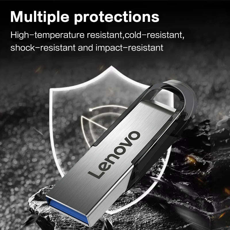 Lenovo USB 3.0 High-Speed Durable Data Storage Stick Pen Drive U Disk Multiple Capacities 512GB 256GB 128GB Metal Flash Drives