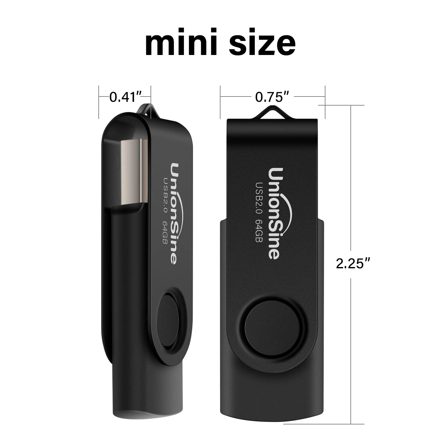 UnionSine 1 PCS 32GB 64GB USB Flash Drive USB 2.0 360 Degree Memory Stick Swivel Flash Drives Pen Drive Zip Drive Jump Drive