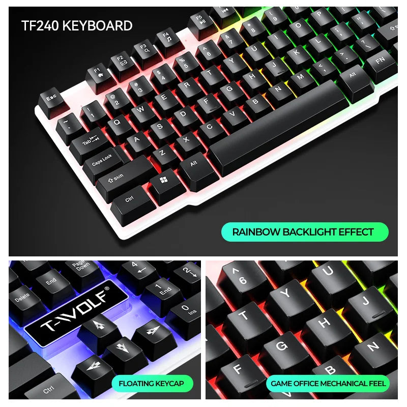NEW USB Keyboard And Mouse Gaming Headset Combos 4 In 1 English Gaming Wired Keyboard Mouse Set With Mouse Pad and Headphones