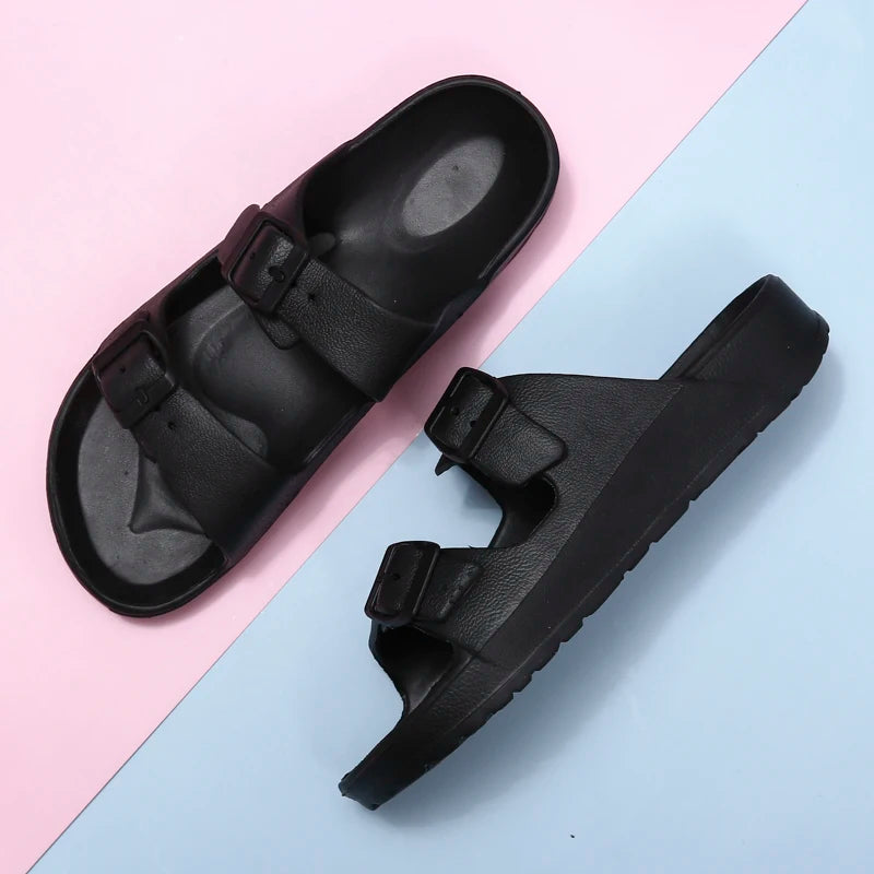 Lightweight adjustable EVA sandals with dual straps for couples. Ideal for outdoor & indoor use.